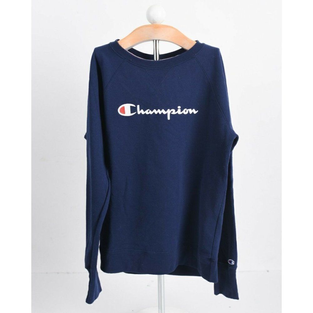 Champion Men's Sweatshirt Powerblend Crew Neck Script Logo S Small